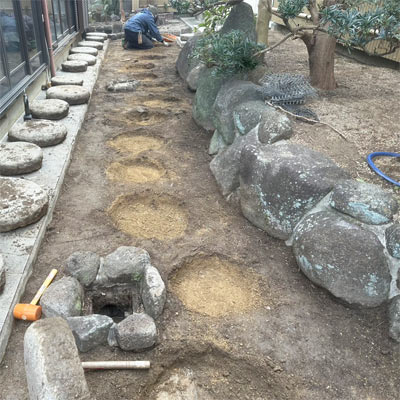 防草シート+砂利施工